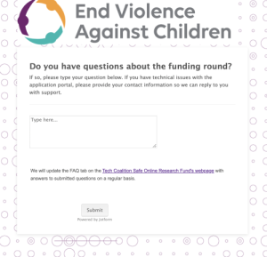 FAQ Form: submit your questions